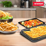 Bakken Swiss Crisper Tray - 2-Piece Set – Gray Marble, Non-Stick Basket Design for Healthier Cooking in Regular Ovens - Achieve Perfectly Crispy Chips, Bacon and More