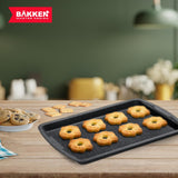 Bakken Swiss Cookie Sheet 3 Piece Set - Non-Stick, Stackable Baking Pans, Gray marble Deluxe Ceramic Coating – Dishwasher Safe - for Home Baking
