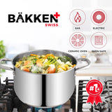 Bakken-Swiss Deluxe 5-Quart Stainless Steel Stockpot w/Tempered Glass See-Through Lid - Simmering Delicious Soups Stews & Induction Cooking - Exceptional Heat Distribution - Heavy-Duty & Food-Grade