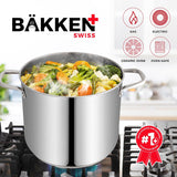 Bakken-Swiss Deluxe 16-Quart Stainless Steel Stockpot w/Tempered Glass See-Through Lid - Simmering Delicious Soups Stews & Induction Cooking - Exceptional Heat Distribution - Heavy-Duty & Food-Grade