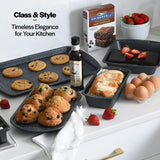 Bakken Swiss - Bakeware Set – 6 Piece – Stackable, Deluxe, Non-Stick Baking Pans for Professional and Home Cooking – Carbon Steel, Gray Stone Coating