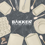 BAKKENMASTE 18-Piece Deluxe Nonstick Carbon Steel Bakeware Set - Professional Kitchen Oven Baking Pans with White Silicone Handles and Accessories