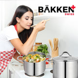 Bakken-Swiss Deluxe 8-Quart Stainless Steel Stockpot w/Tempered Glass See-Through Lid - Simmering Delicious Soups Stews & Induction Cooking - Exceptional Heat Distribution - Heavy-Duty & Food-Grade