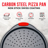 Pizza Tray Carbon Steel Pizza Pan with Holes and Non-Stick Coating – PFOA PFOS and PTFE Free by Bakken