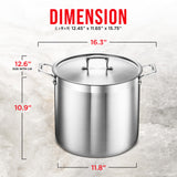 Stockpot – 20 Quart – Brushed Stainless Steel – Heavy Duty Induction Pot with Lid and Riveted Handles – For Soup, Seafood, Stock, Canning and for Catering for Large Groups and Events by BAKKEN