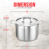 Stockpot – 8 Quart – Brushed Stainless Steel – Heavy Duty Induction Pot with Lid and Riveted Handles – For Soup, Seafood, Stock, Canning and for Catering for Large Groups and Events by BAKKEN