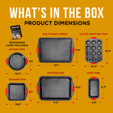 6-Piece Non-Stick Bakeware Set with Red Silicone Handles – PFOA-Free by Bakken