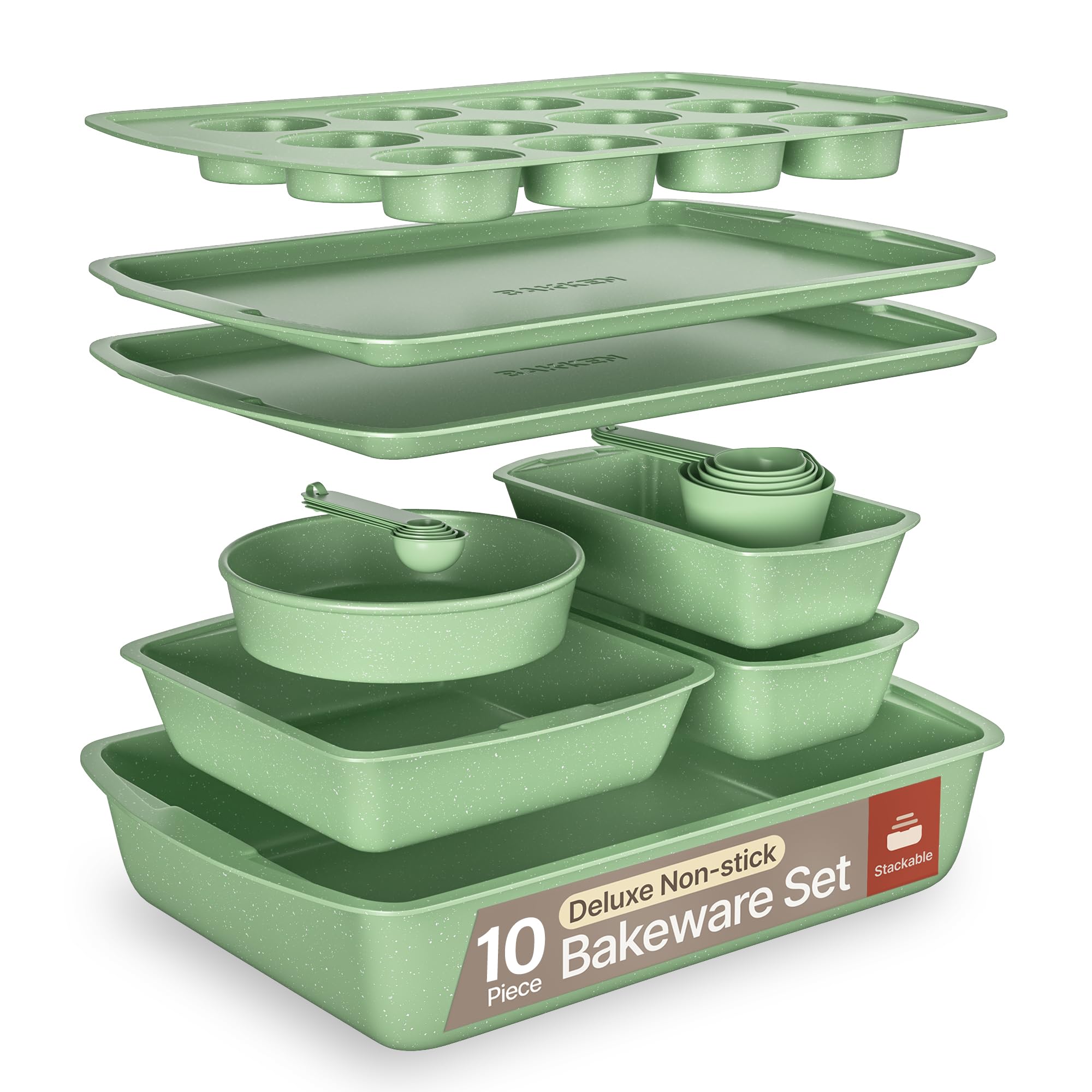 Green Marble 10-Piece Bakeware Set