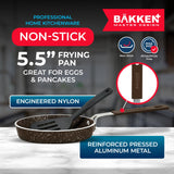 2-Piece Mini Pan Set – 5.5’’ Non-Stick Egg Pan with Spatula, Cool-Touch Handles, Heat-Resistant Up To 400° F, Food-Grade Safe, For Gas, Electric and Ceramic Cooktops, Marble Black