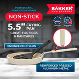 2-Piece Mini Pan Set – 5.5’’ Non-Stick Egg Pan with Spatula, Cool-Touch Handles, Heat-Resistant Up To 400° F, Food-Grade Safe, For Gas, Electric and Ceramic Cooktops, Marble Warm Cream