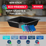 Bakken Master 38 Piece Granite Cookware & Bakeware Set – Nonstick Granite Coating, Pots and Pans with Detachable Handle and Tempered Glass Lids, 6-piece Bakeware set, 12-piece Mixing Bowls,Gray Marble