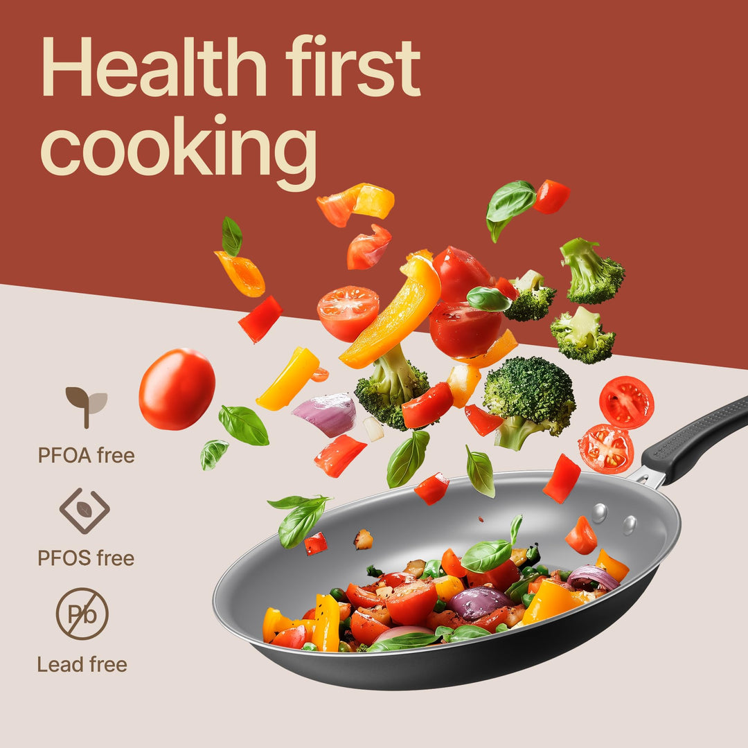 Cookware Set – 23 Piece –Black Multi-Sized Cooking Pots with Lids, Skillet Fry Pans and Bakeware – Reinforced Pressed Aluminum Metal - for Gas, Electric, Ceramic and Induction by Bakkenmaster