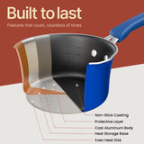 Pots and Pans Set, 23-Piece Non Stick Cookware & Bakeware Sets with Plaid Pattern, Stackable Design, Dishwasher Safe, Stain-resistant, Oven & All-Stove Safe, Tempered Glass Lid, Blue