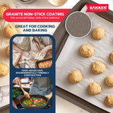 Bakken Master 20 Piece Cookware Set - Pots and Pans with Handle Grips and Tempered Glass Lids, With 6-piece Bakeware Set, Nonstick Granite Coating, Ceramic Max Temperature (Up To 500°F), Brown Marble