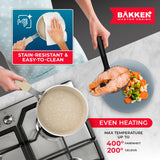 2-Piece Mini Pan Set – 5.5’’ Non-Stick Egg Pan with Spatula, Cool-Touch Handles, Heat-Resistant Up To 400° F, Food-Grade Safe, For Gas, Electric and Ceramic Cooktops, Marble Warm Cream