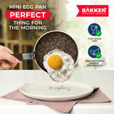 2-Piece Mini Pan Set – 5.5’’ Non-Stick Egg Pan with Spatula, Cool-Touch Handles, Heat-Resistant Up To 400° F, Food-Grade Safe, For Gas, Electric and Ceramic Cooktops, Marble Black