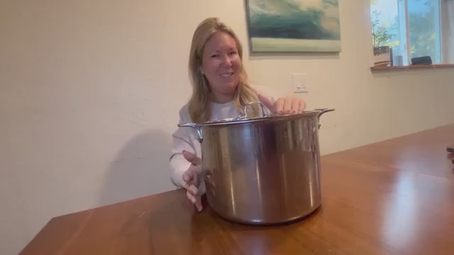 Stockpot – 24 Quart – Brushed Stainless Steel – Heavy Duty Induction Pot with Lid and Riveted Handles – For Soup, Seafood, Stock, Canning and for Catering for Large Groups and Events by BAKKEN