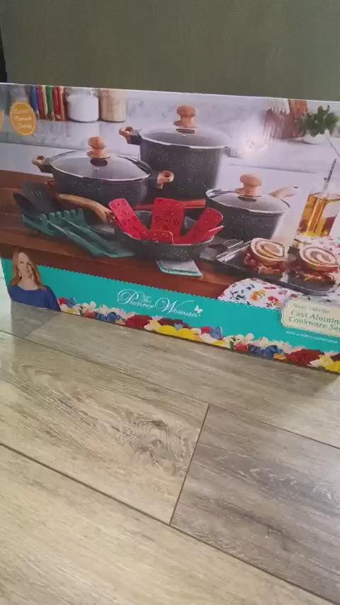 Pots and Pans Set, 23-Piece Non Stick Cookware & Bakeware Sets with Plaid Pattern, Stackable Design, Dishwasher Safe, Stain-resistant, Oven & All-Stove Safe, Tempered Glass Lid, Aqua